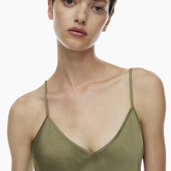 Worn once! Beautiful green satin slip dress - Picture 3 of 6